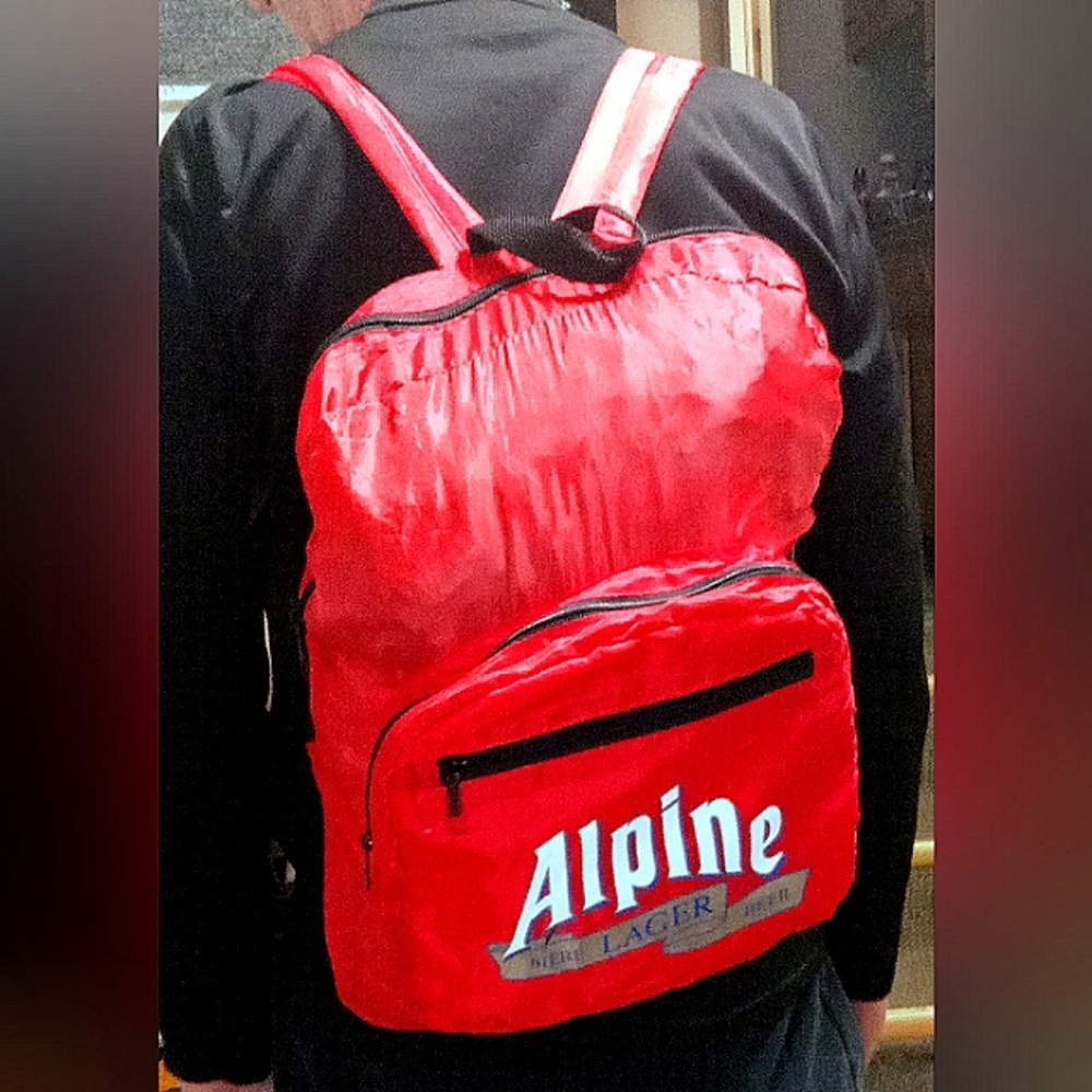 Vintage Alpine Lager Beer brand backpack 80s-90s Moosehead Breweries collectible